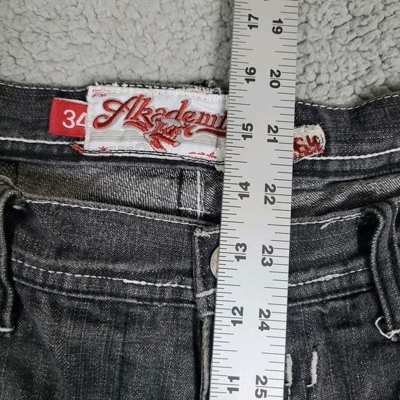 Vintage Akademiks Jeans 34 Black Faded Denim Y2K Hip Hop Rap Wide Leg Baggy - Picture 7 of 9